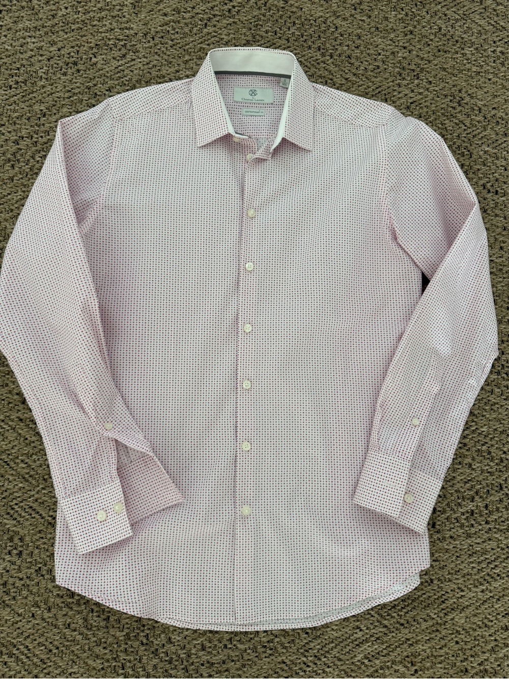 Christian Lacroix White Button-Down Shirt with Red & Blue Microdots Size S